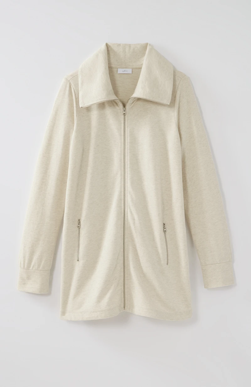 fit french terry zip-up jacket