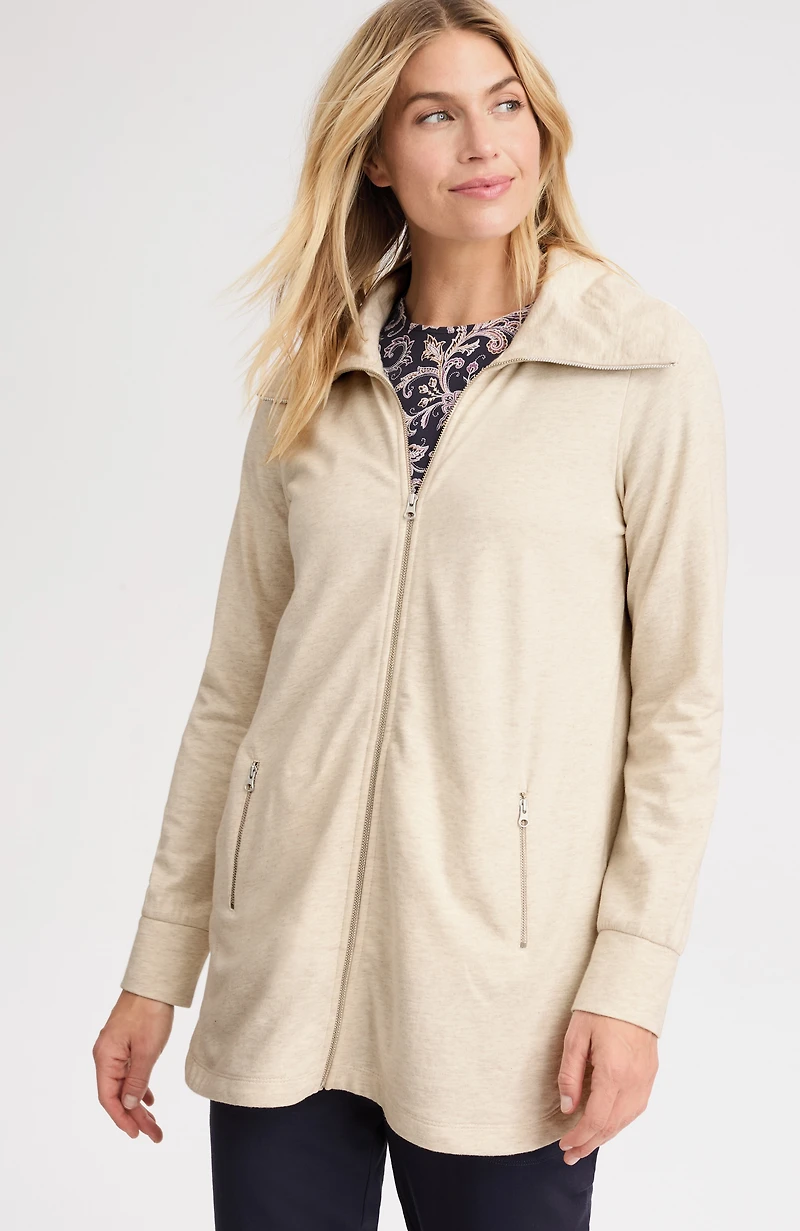 fit french terry zip-up jacket