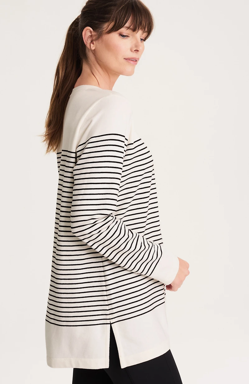 fit french terry striped tunic
