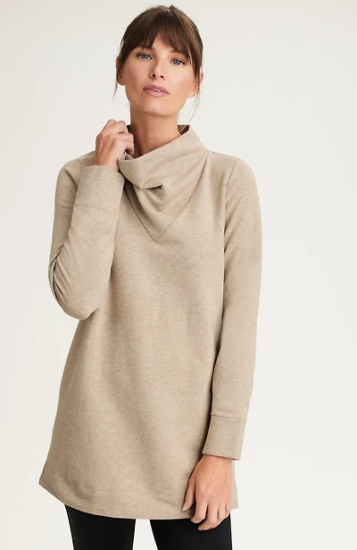 fit fleece draped-neck tunic