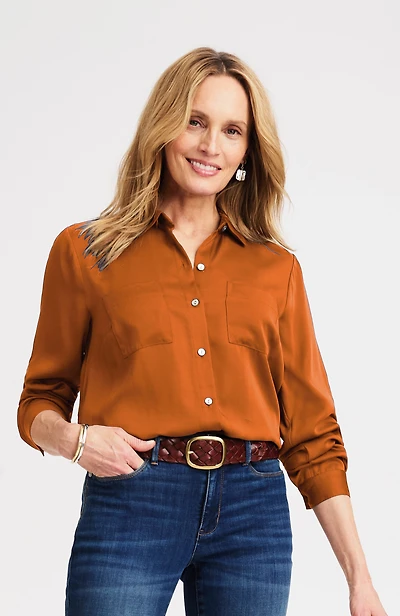 soft-luxe button-front shirt