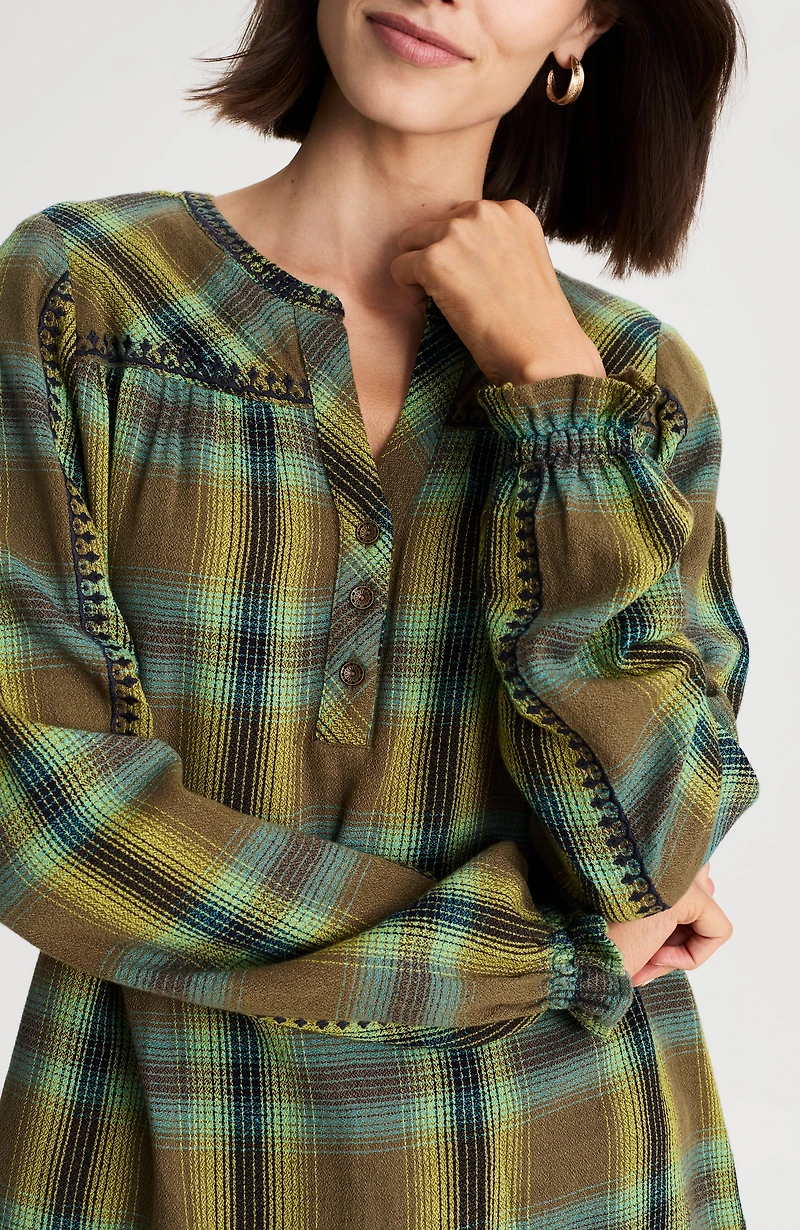 embroidered plaid popover