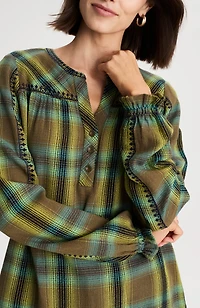 embroidered plaid popover