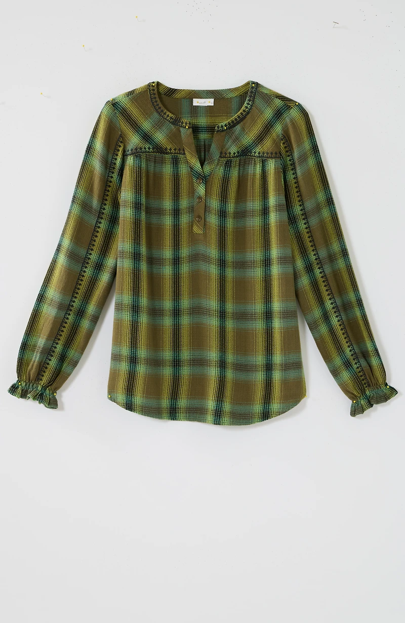 embroidered plaid popover