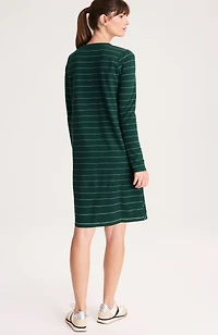 fit french terry mitered-stripe dress