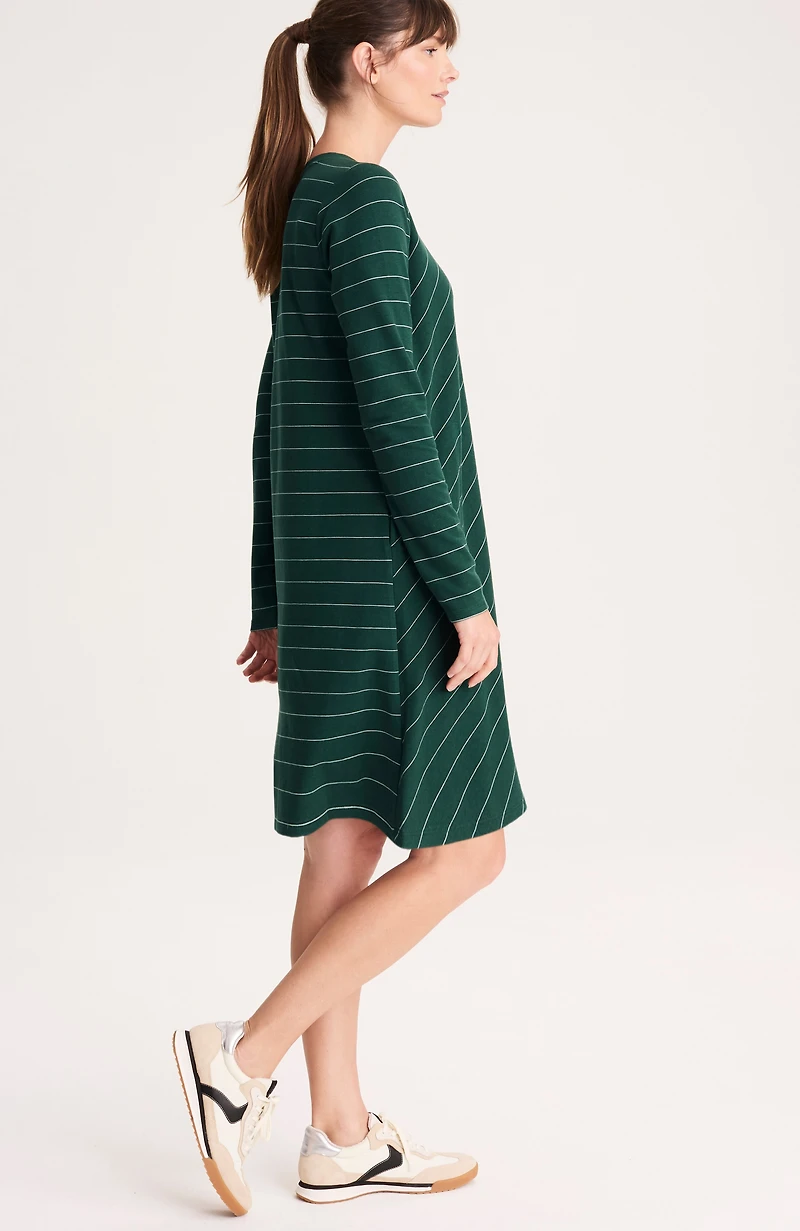 fit french terry mitered-stripe dress