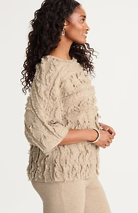 pure jill fringed jacquard sweater