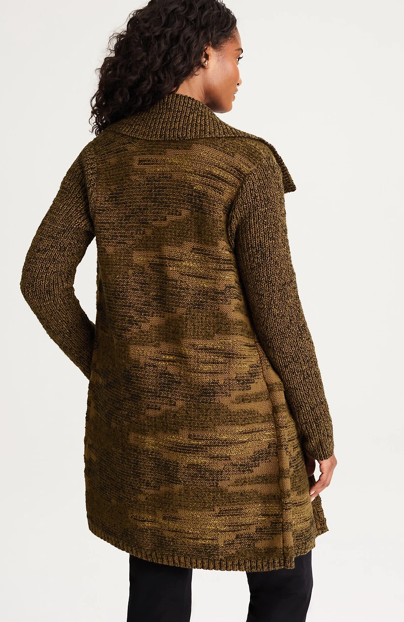 pure jill rib-textured intarsia cardi