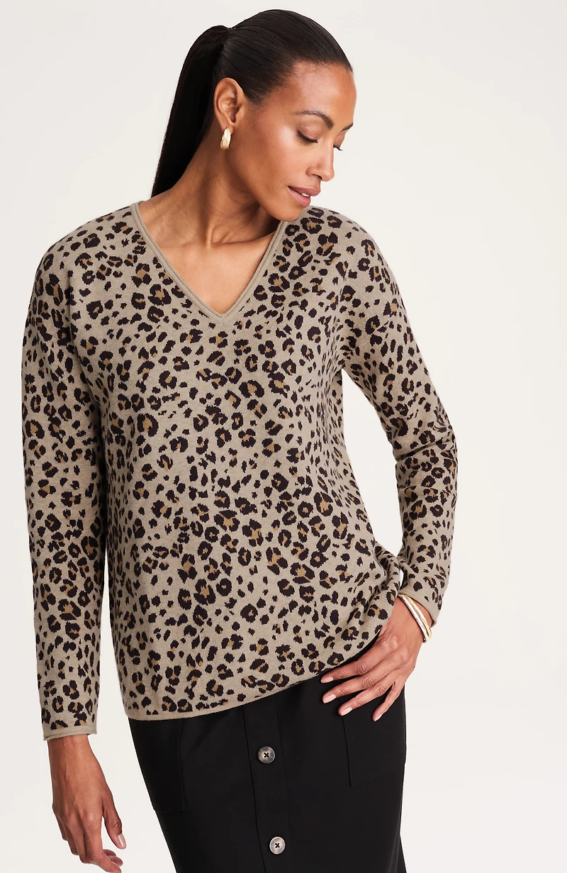 wearever leopard-jacquard sweater