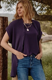 textured fringed-edge gilet