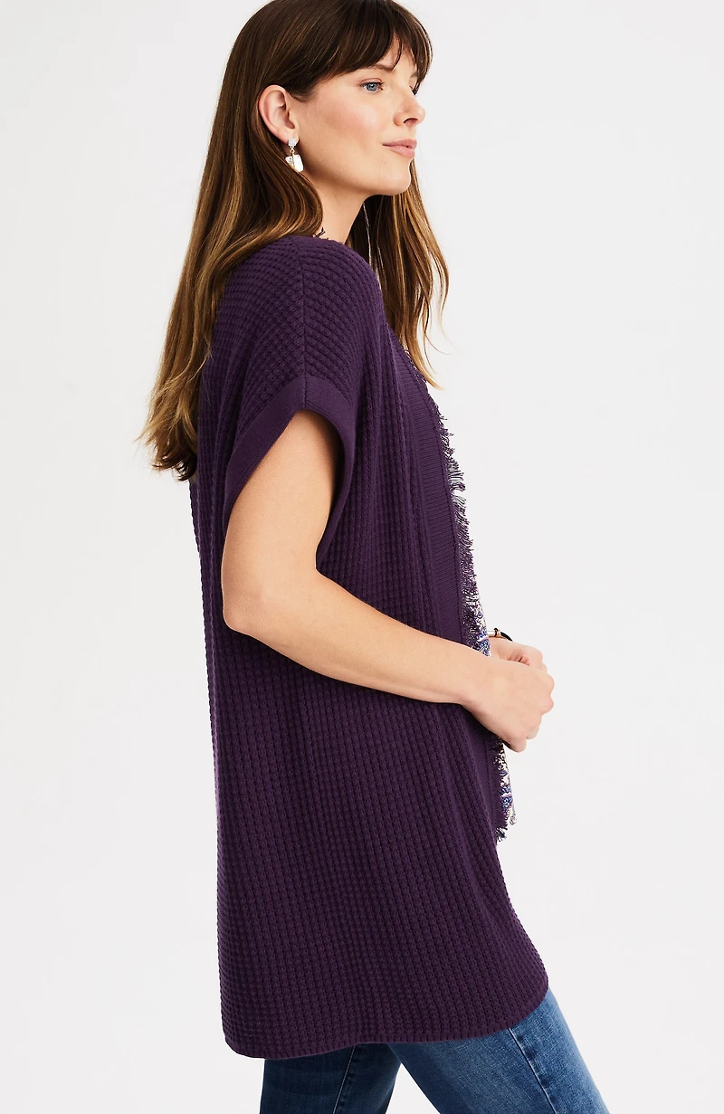 textured fringed-edge gilet