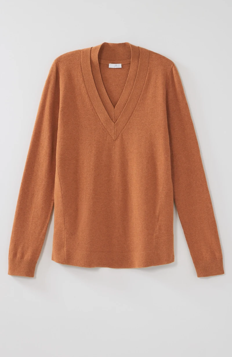 layered v-neck pullover sweater