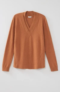 layered v-neck pullover sweater
