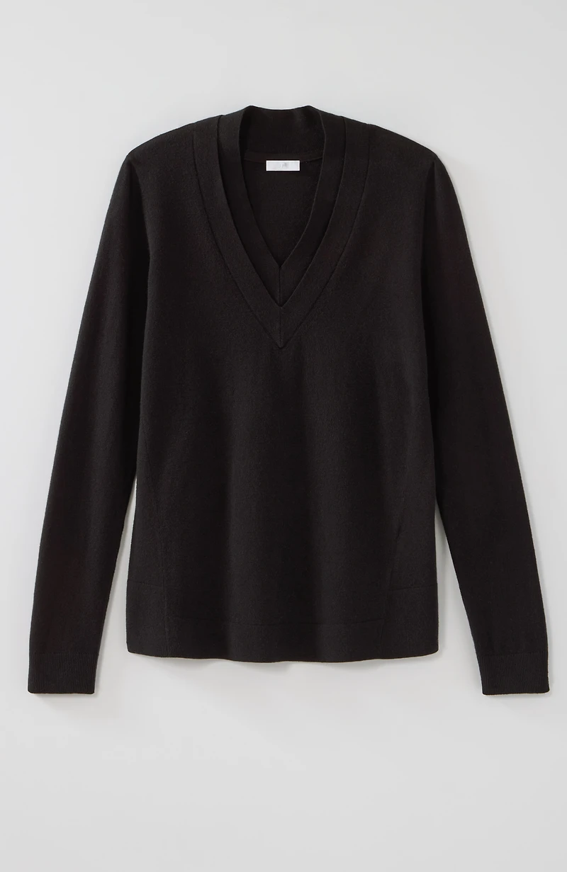 layered v-neck pullover sweater