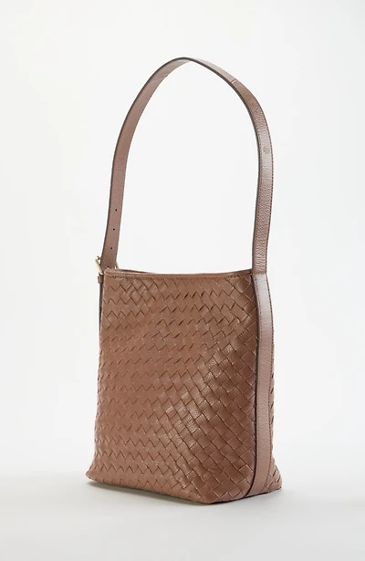 woven leather bucket bag
