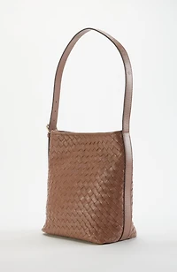 woven leather bucket bag