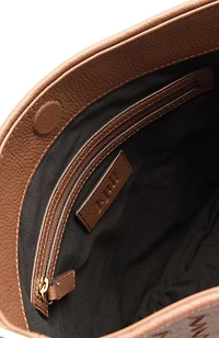 woven leather bucket bag