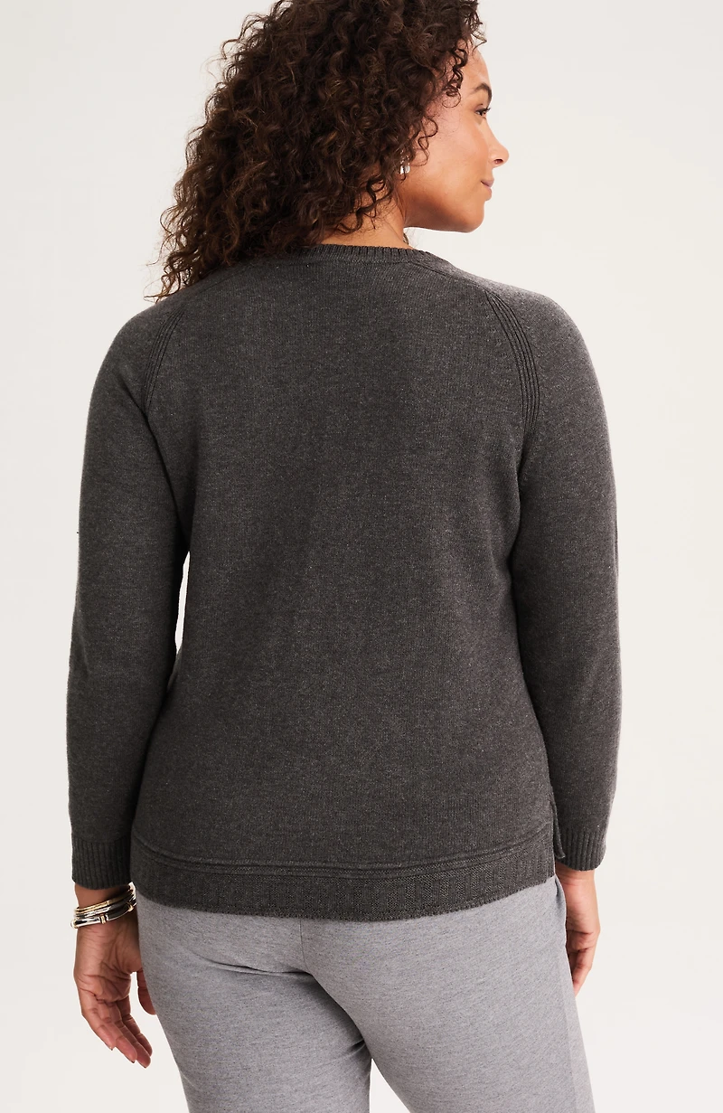 mixed-trim crew-neck sweater