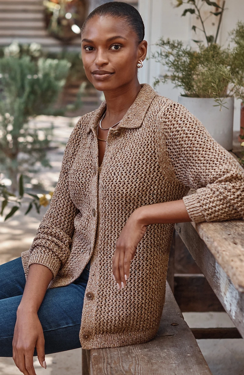 marled open-texture cardi