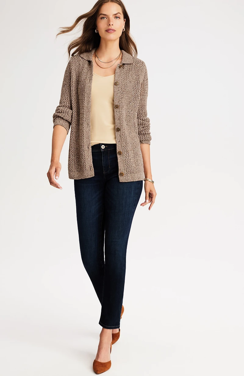 marled open-texture cardi