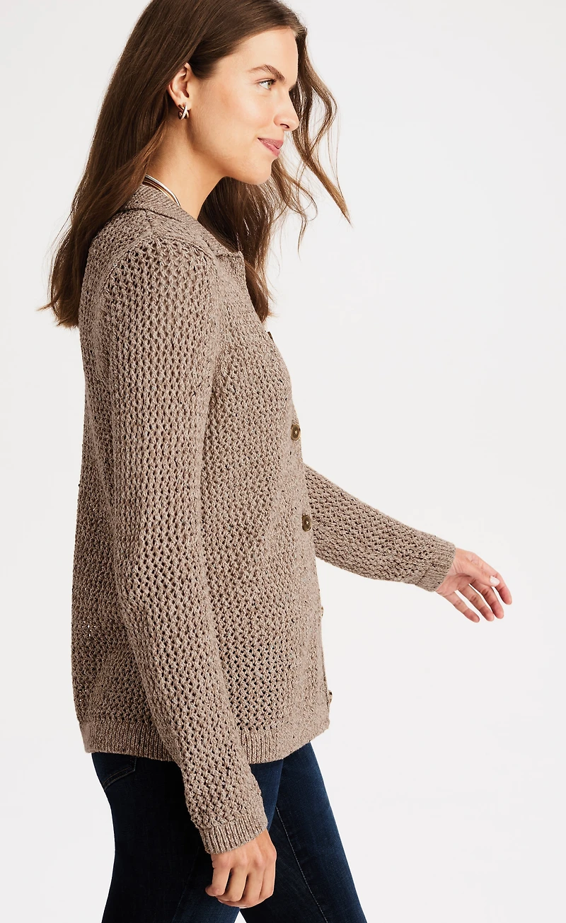 marled open-texture cardi