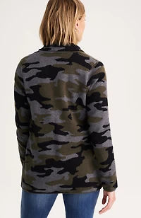 camo jacquard sweater blazer