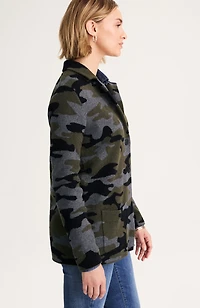 camo jacquard sweater blazer