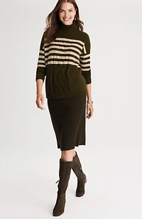 striped cable-textured sweater