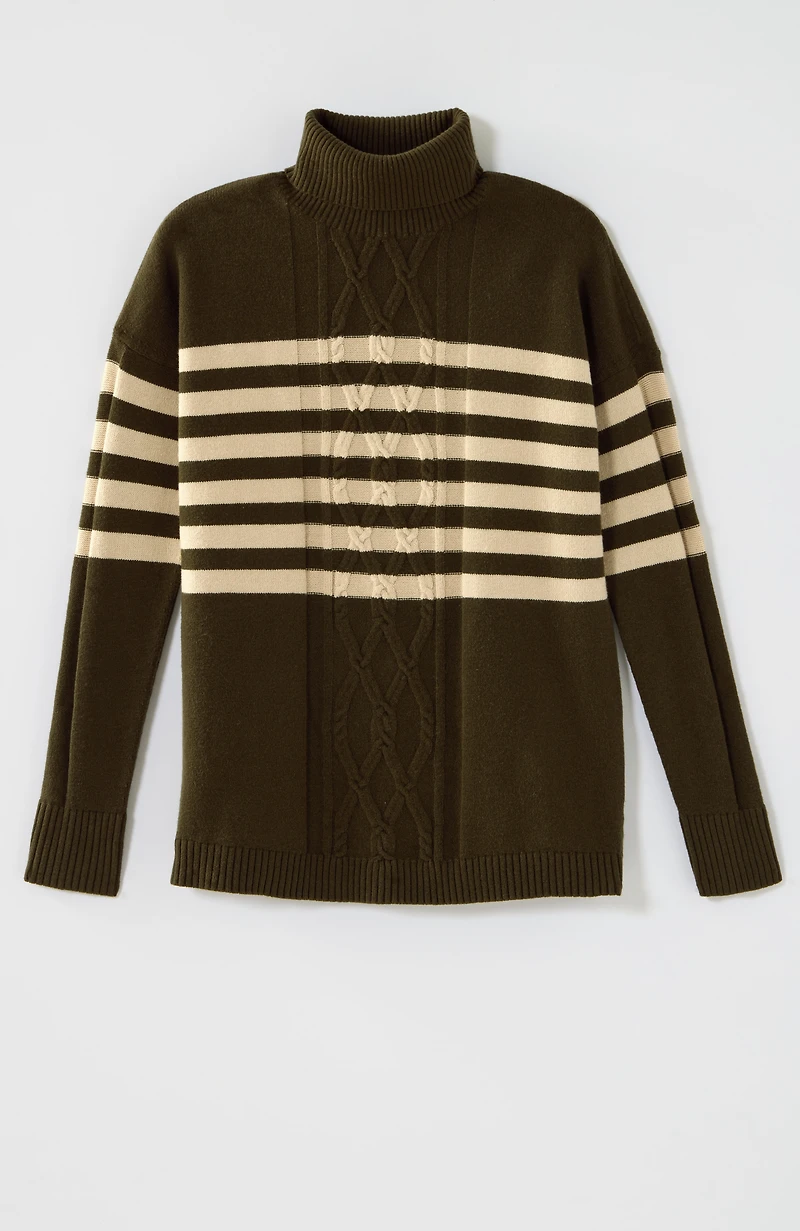 striped cable-textured sweater