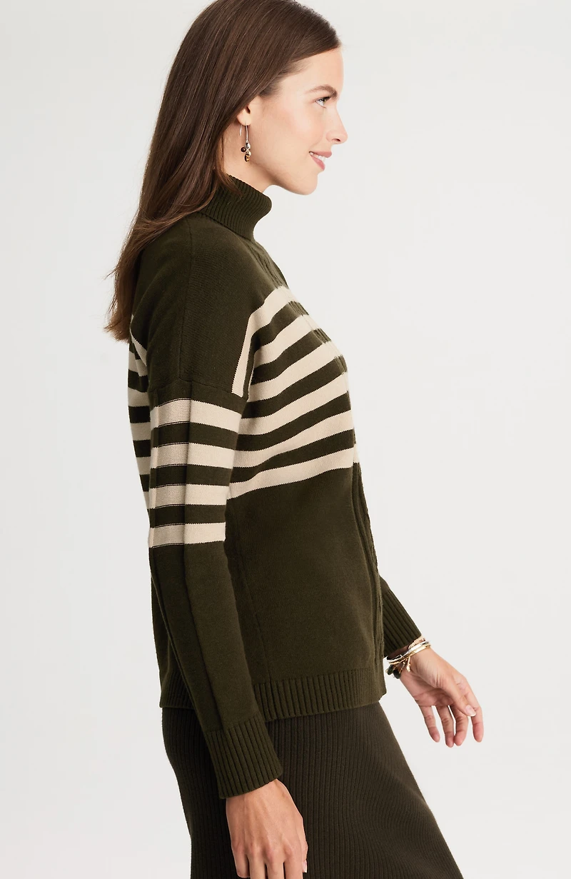 striped cable-textured sweater