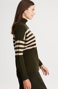 striped cable-textured sweater