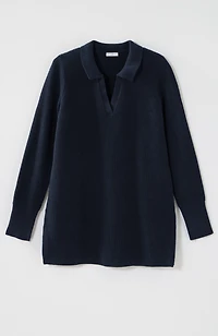 textured johnny-collar sweater tunic