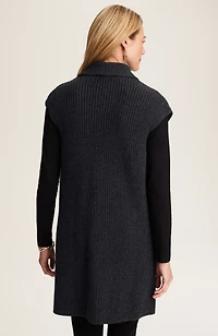 marled shawl-collar gilet