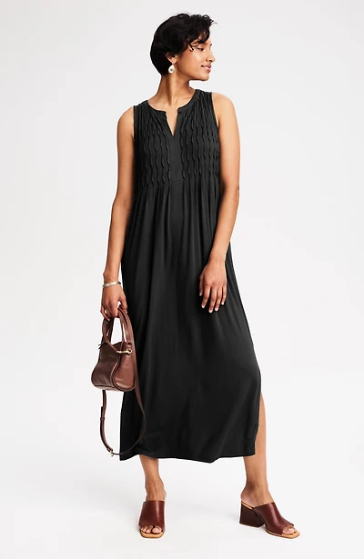 pintucked sleeveless dress
