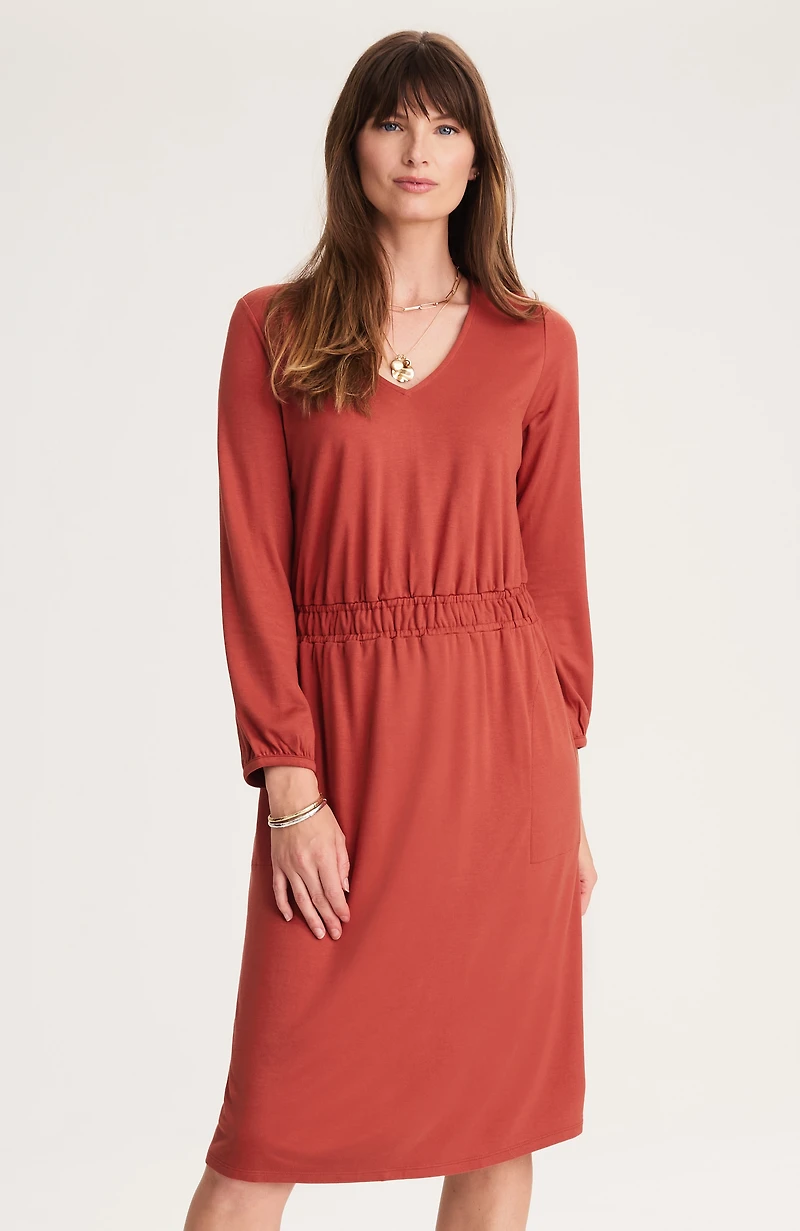 smocked-waist a-line dress