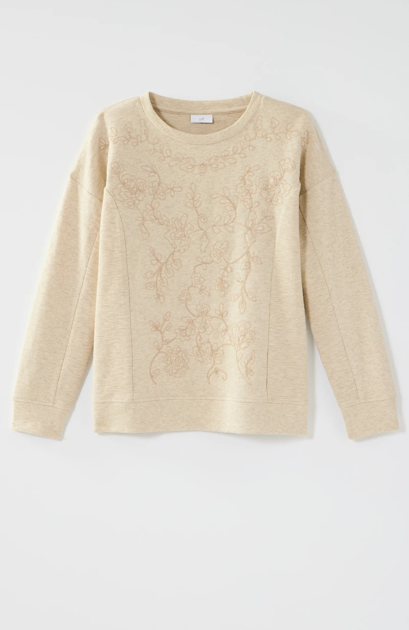 embroidered mixed-terry sweatshirt