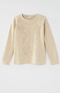 embroidered mixed-terry sweatshirt