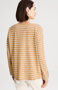 striped buttoned-cuff tee