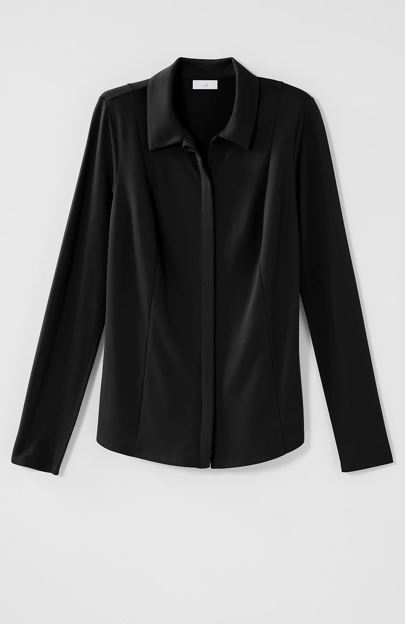 ponte knit button-front shirt