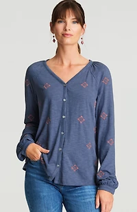 pure jill embroidered top