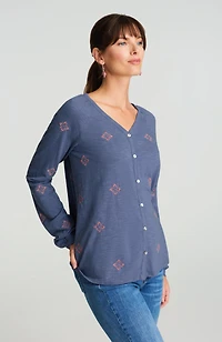 pure jill embroidered top