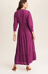 smocked-details tiered dress