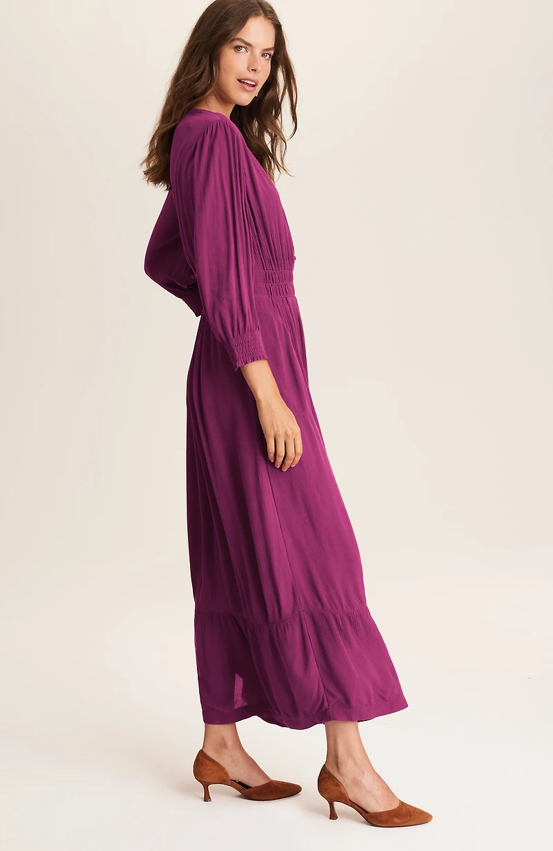 smocked-details tiered dress