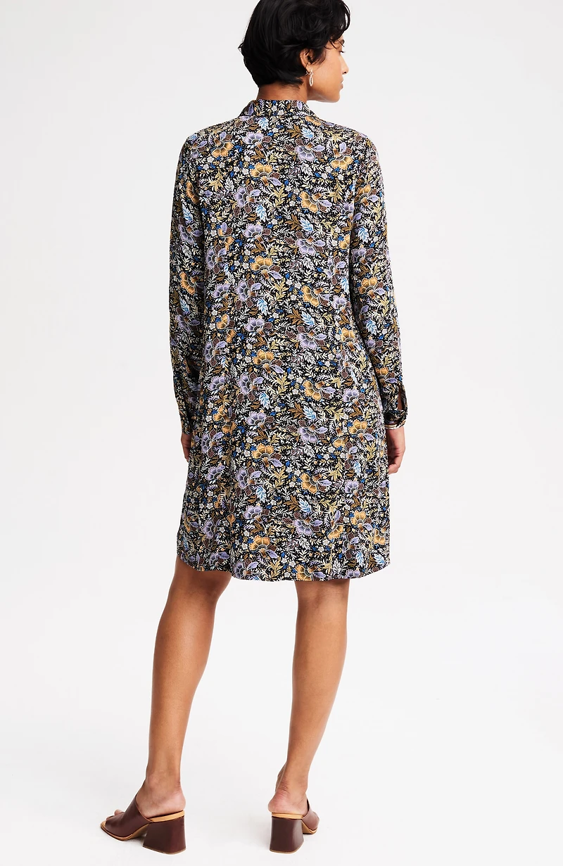 satin shirt-collar dress