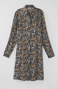 satin shirt-collar dress