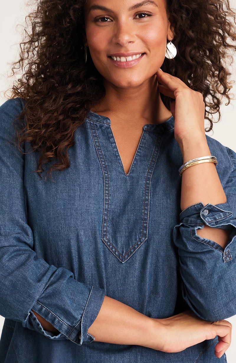 denim popover dress