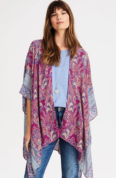 soft border-printed ruana