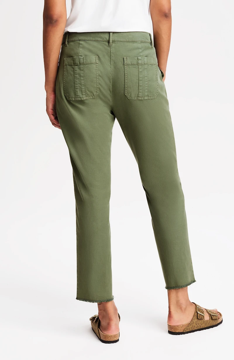 fringed chino straight-leg pants