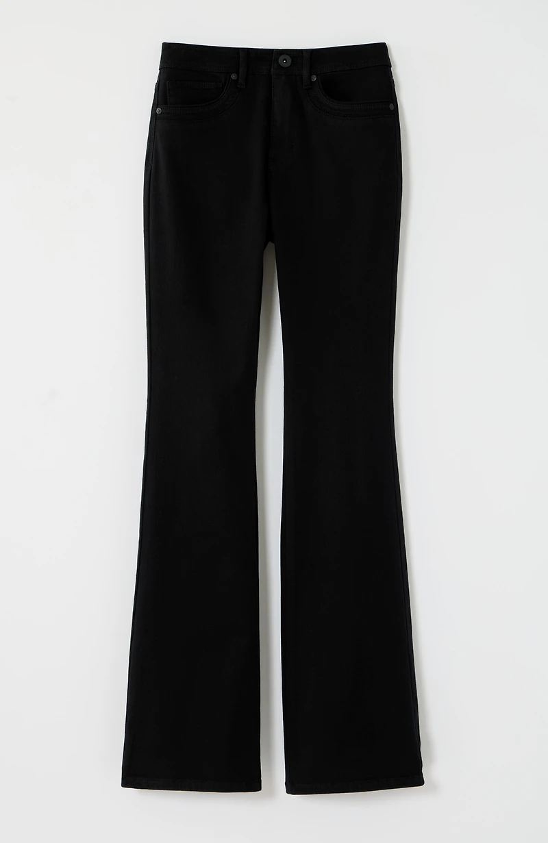 high-rise curved-pocket flare jeans