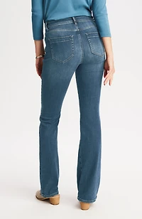 high-rise curved-pocket flare jeans